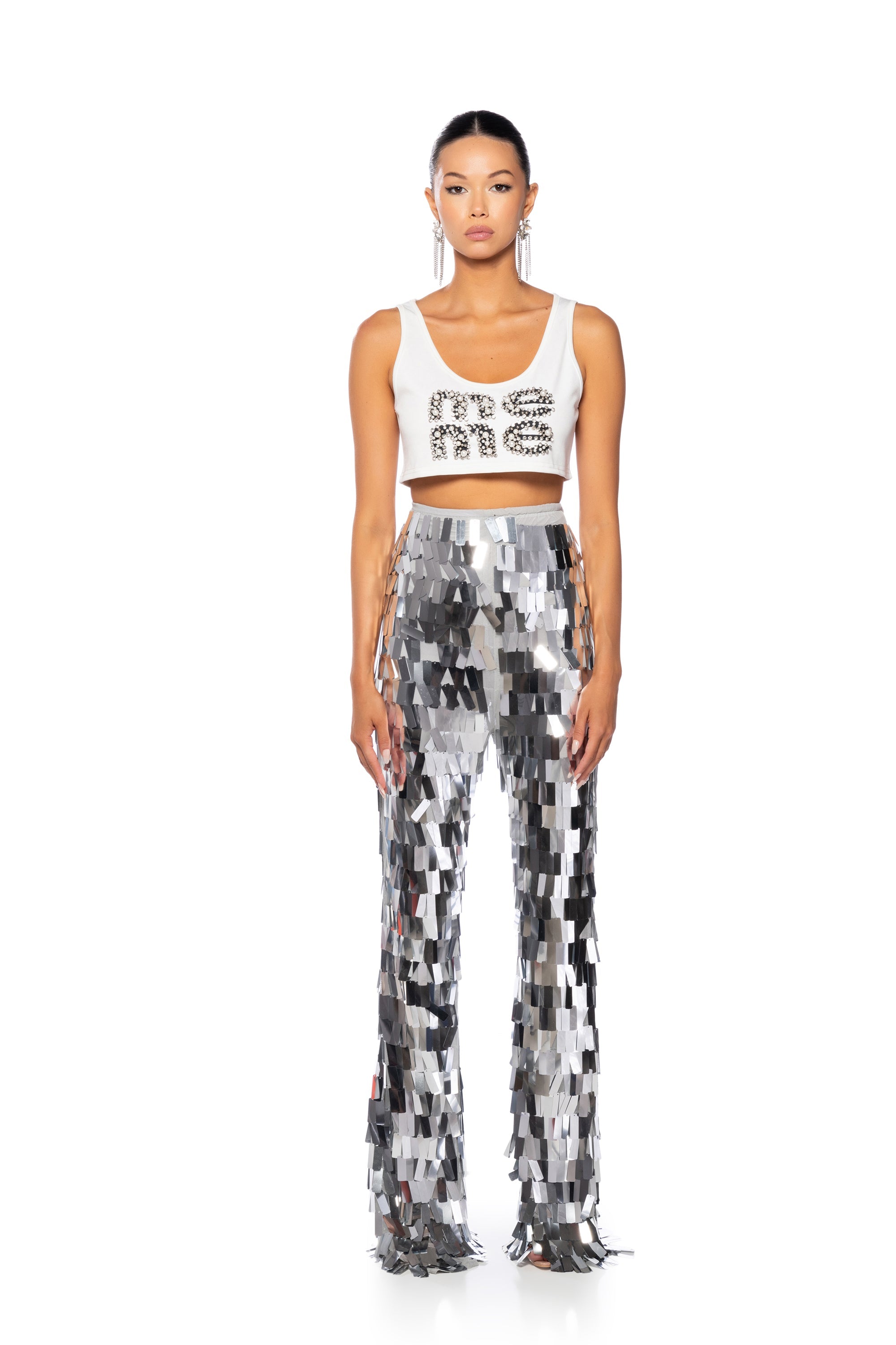 VAL STRETCH SEQUIN PANT IN SILVER